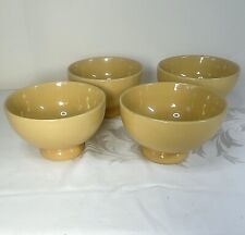 Pottery Barn Soup Cereal Bowl set of 4 yellow pedestal 6.25" diameter 4" tall