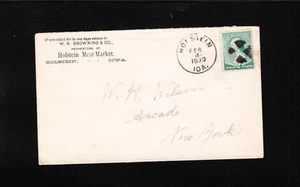 Browning & Co Holstein Meat Market Holstein Iowa 1890 Fancy Cancel Cover z87 - Picture 1 of 2