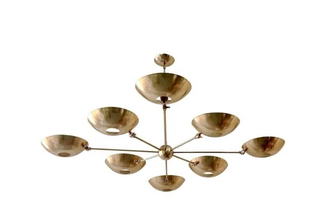 Mid Century Modern 8 Light Pendant Raw Brass Sputnik chandelier light Fixture Cover