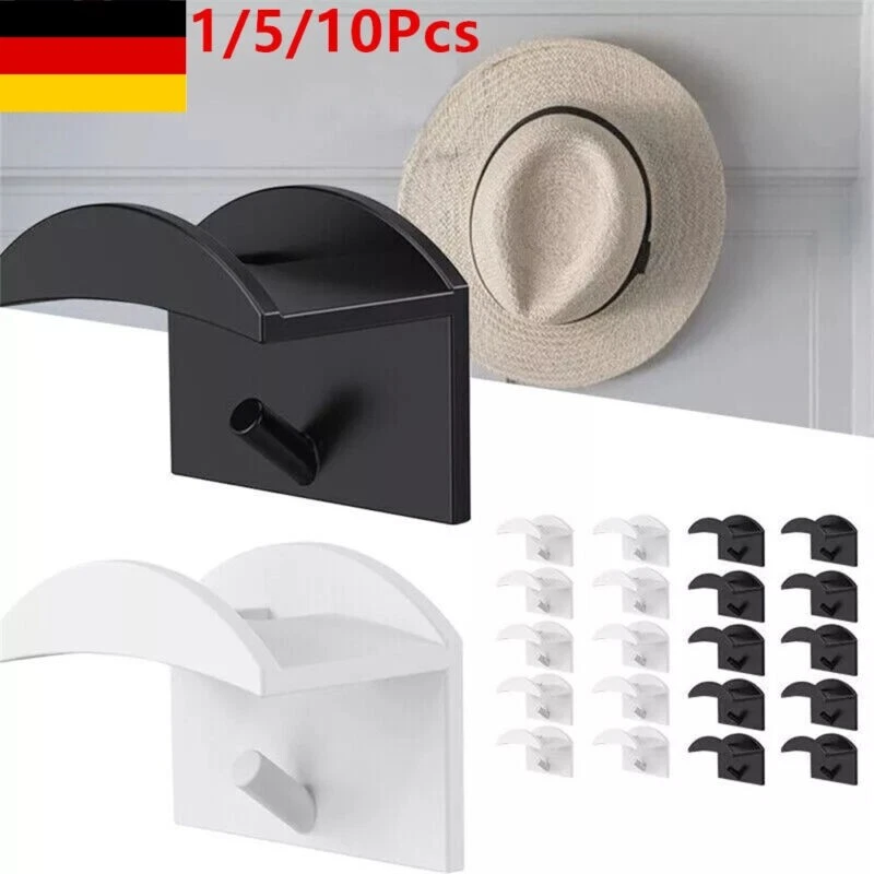 Huthalter Wandregal – 18 Haken, Weiß, Platzsparend Für Mützen, Caps & Accessoires