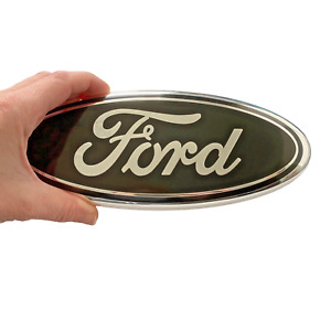 Ford Logo Emblem: Premium 9" BLACK Oval Crome Logo for Grille & Tailgate