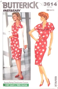 Butterick Misses 3614 ~ Vestido Chaqueta ~ Vestido Medio Rodilla ~ Chaqueta Suelta ~ 12-16 - Imagen 1 de 4