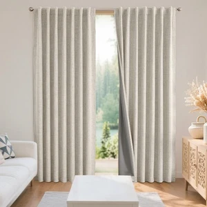 Black Blackout Curtains for Bedroom - Linen Curtains37×63 inch, 100% Thermal ... - Picture 1 of 9