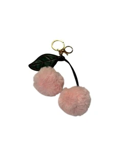 Cherry Plush Keychain W/Hook Backpack Purse Charm Pink - Picture 1 of 2