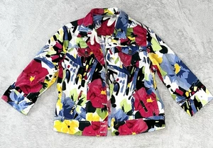 Chaqueta Blazer Chico’s Tropical Estampado Floral Botón Delantero Talla 2 (Grande) Usada en Excelente Condición - Imagen 1 de 4