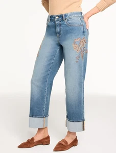 Jeans Talbots ricamati con polsino dritto alla caviglia - autunno taglia 10 - prezzo al pubblico consigliato $139 - Foto 1 di 3
