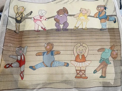 ADORABLE!! TEDDY BEAR BALLET DANCERS 24” x 18” Handpainted Needlepoint Canvas 14 - Image 1 of 4