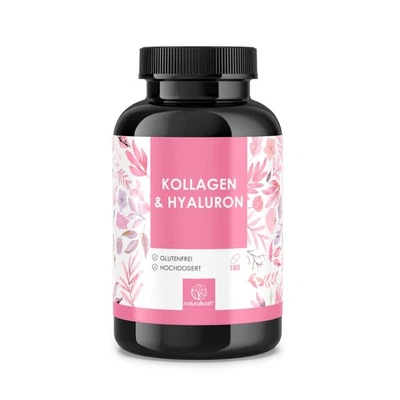 NATURALKRAFT Hyaluron & Kollagen Komplex - Biotin, Zink, Vitamin C - Laborgeprüft 180 Kapseln