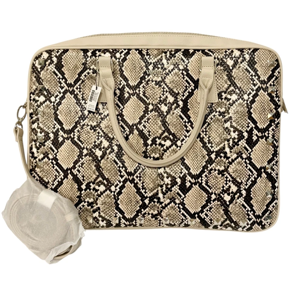 Bolso de Mano para Laptop de Piel de Serpiente Mercado Blanco Casa Negra Nuevo con Etiquetas • Original $150 • Con Bolsa para el Polvo Foto 1 de 4