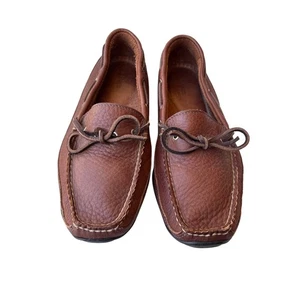 LL Bean Brown Leather Boat Shoes Loafers Slip On Casual Comfort Minimalist - Picture 1 of 9