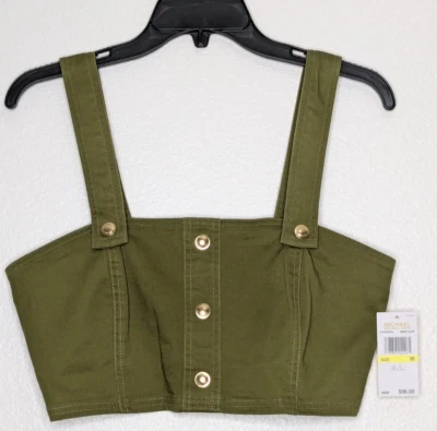 Top corto para mujer Michael Kors oliva ahumado talla mediana sin mangas precio de venta sugerido por el fabricante 98 USD nuevo con etiquetas Foto 1 de 4