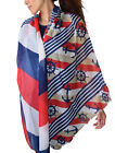 Patriotic Nautical Anchor and Boat wheel print oversized scarf