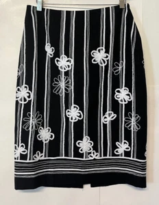NUEVO Talla 4 Falda Harold's Negro Blanco Algodón Bordado - Imagen 1 de 5
