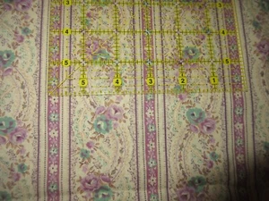 4+ Yards Mr. Condotti Cotton Quilt Fabric Stripes Calico Mauve Roses Turquoise - Picture 1 of 4