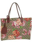 Gucci Tote Bag Gg Blooms Reversible Medium Tote Bag Canvas Leather Italy Auth 