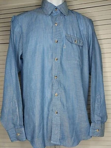 Vtg 80s Levi's Tailored for Men Button Up Shirt LS Thin Blue Stripe MED~USA Made - Picture 1 of 10