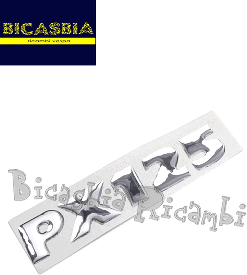 2912 - TARGHETTA ADESIVA RESINATA COFANO LATERALE VESPA PX 125 FRENO A DISCO