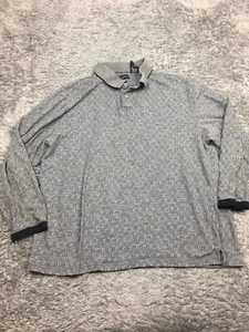 George Polo Shirt Mens Size 2XL Gray Long Sleeve Black Cotton Blend - Picture 1 of 11
