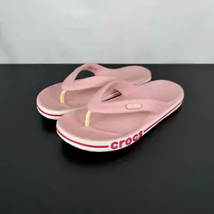 CROCS Bayaband Classic Flip Flop Sandal Shoes Pink Ladies Size 7 - Picture 1 of 7
