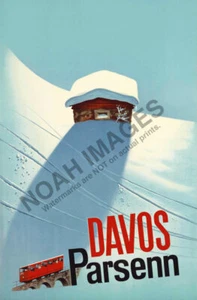 Davos Parsenn Switzerland vintage ski winter travel poster 16x24 - Picture 1 of 1