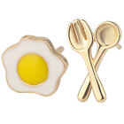  Poached Egg Earrings Alloy Man Asymmetric for Women Funny Food