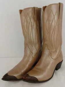 Justin Gold Leather Cowgirl Western Boots Brown Tip Size 5 B. Made in USA - Picture 1 of 9