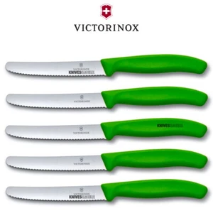 Victorinox Steak & Tomato Knife Pistol Grip 11cm | Green Set x 5 Knives - Picture 1 of 1