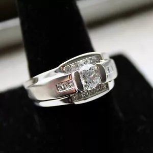 14 KT WHITE GOLD MENS RING - 71 POINTS - Picture 1 of 7