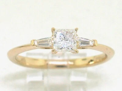 Diamant Ring 750 Gelbgold 18Kt Prinzessdiamant Trapeze 0,50ct G-H VS Zertifikat - Bild 1 von 4