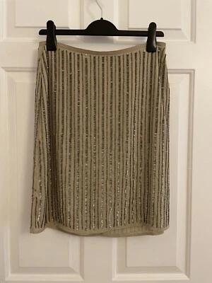 Sequins Skirt Beige United Colours Of Benetton Size 12 Knee Length  - Image 1 of 4