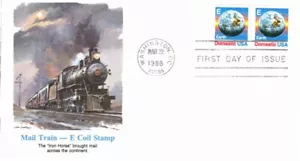 FLEETWOOD - MAIL TRAIN MAR 22 1988 WASHINGTON DC FIRST DAY COVER (FDC) BX8 - Picture 1 of 2