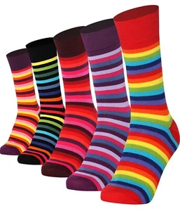 MYSOCKS 5 Pairs Multi Colour Stripe Design Combination Socks - Picture 1 of 19