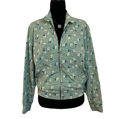LINE-UP Vintage Golf Cart Print Zip Up Jacket M - Image 1 of 4