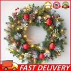 Christmas Artificial Wreath Decorative Red Ball Wreath for Door Window Fireplace