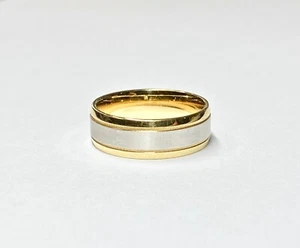 Men's ArtCarved 18k Yellow Gold and Platinum Band w High Polish and Satin Finish - Picture 1 of 8