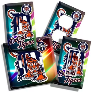 DETROIT TIGERS MLB BASEBALL LOGO INTERRUTTORE LUCE PRESA COPERTURA PIASTRA PARETE UOMO CAVERNA - Foto 1 di 22