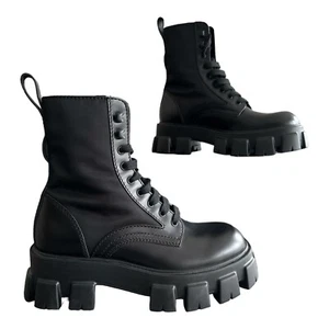 Botas Prada Monolith Negras Re-Nylon Y Cuero Monolith Talla 6 UK 7US - Imagen 1 de 24