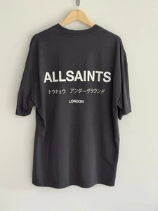 Allsaints “underground” Oversized T Shirt Thick Organic Cotton Grey Blue XXL - Picture 1 of 8