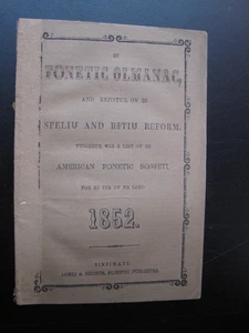Seltener fonetischer Olmanach phonetischer Almanach Alphabet Cincinnati Ohio Rechtschreibung 1852 - Bild 1 von 9