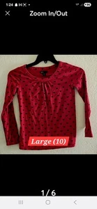 Gap Kids Girls Red Hearts Long Sleeve Top Size L (10-11) - Picture 1 of 6