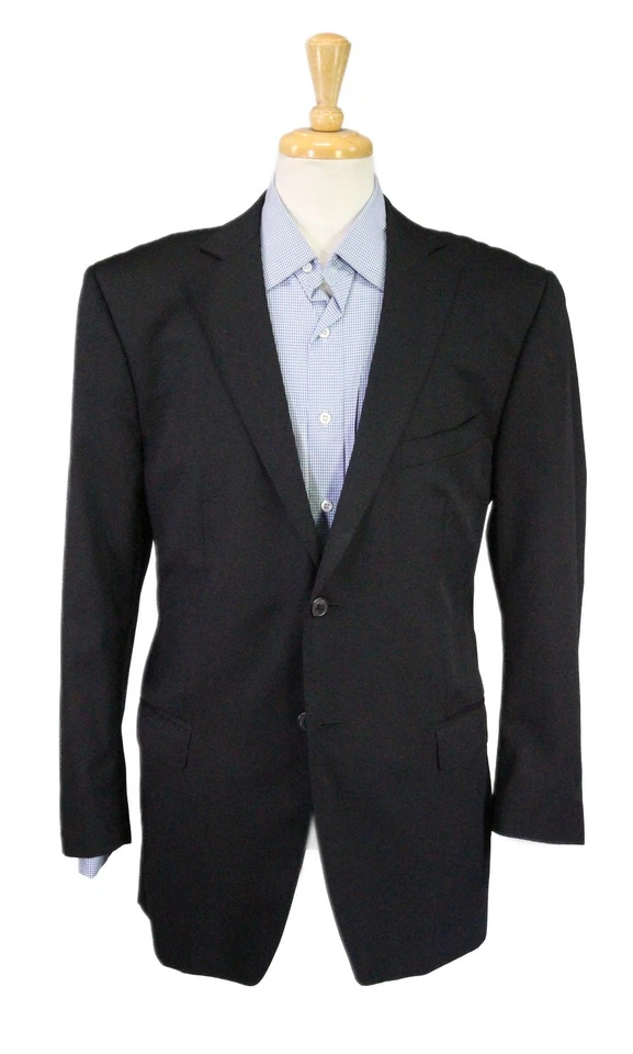 Z Zegna 纯黑色 2-Btn 羊毛西装外套夹克男式 42R — 第 1/4 张图片