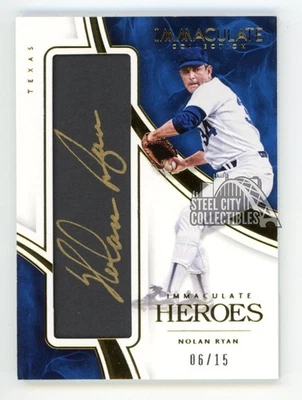Nolan Ryan 2016 Panini Immaculate Heroes Gold Ink Autograph Card #IHA-NR 06/15 - Image 1 of 2