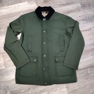 British Millerain Flannel Lined Canvas Jacket Dark Green Size Adult Small - Picture 1 of 15