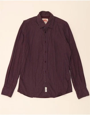 TOM TAILOR Mens Graphic Shirt Medium Burgundy Striped Cotton CG13 - Image 1 of 3