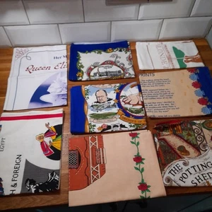 Job Lot Vintage Tea Towels x 8 - Bundle Unused Royals London British History - Picture 1 of 9