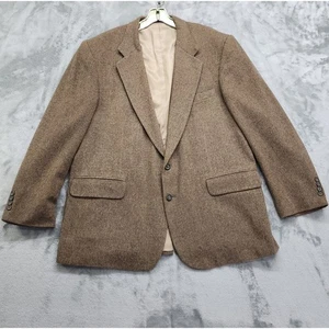 Robert Stock Blazer Mens 46R Brown Wool Camel Hair Tweed 2 Button Sport Coat - Picture 1 of 12