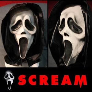 SCREAM GHOSTFACE Half Latex MASK with HOOD mascara HORROR KO HALLOWEEN Disfraz - Picture 1 of 24