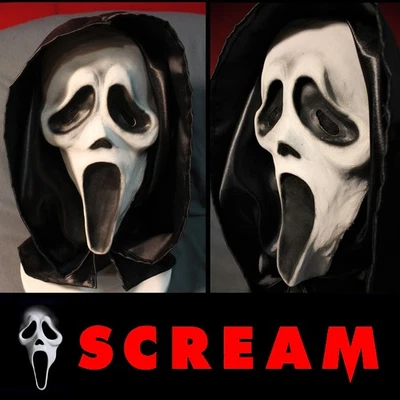 SCREAM GHOSTFACE Half Latex MASK with HOOD mascara HORROR KO HALLOWEEN Disfraz - Image 1 of 4
