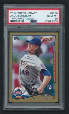 2014 Topps Update #US50 Jacob deGrom Throwing-Gold /2014 ROOKIE PSA 10 GEM MT - Image 1 of 2