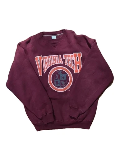 Vtg Virginia Tech Hokies Sweatshirt Mens Sz L Spell Out Crewneck BAC Premier Cover